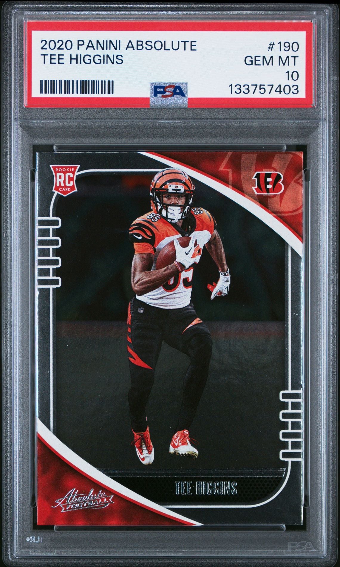 2020 Panini Absolute Football #190 Tee Higgins Rookie PSA 10
