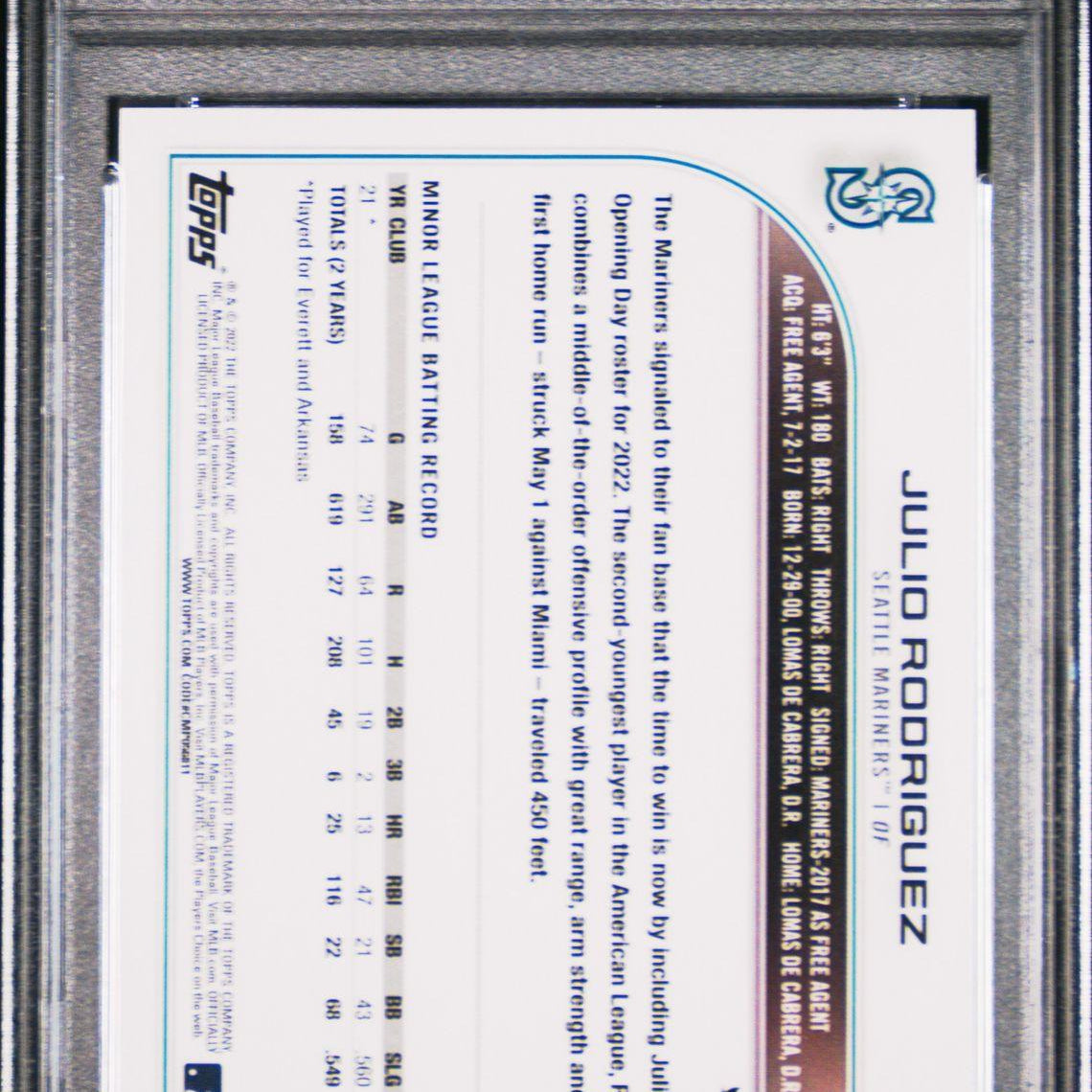 2022 Topps Holiday #HW44 Julio Rodriguez Rookie PSA 10 - LoCo Collectables