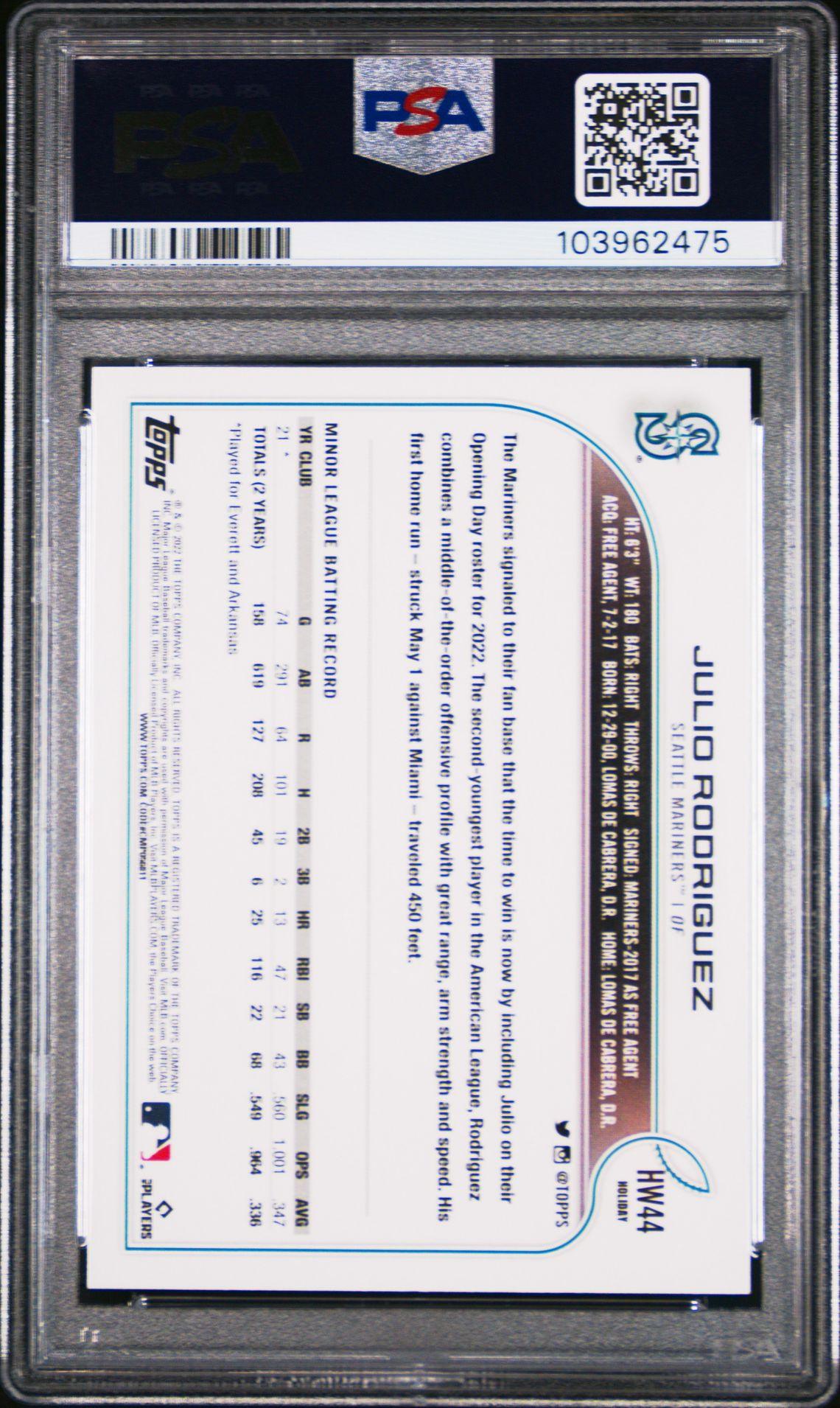 2022 Topps Holiday #HW44 Julio Rodriguez Rookie PSA 10 - LoCo Collectables