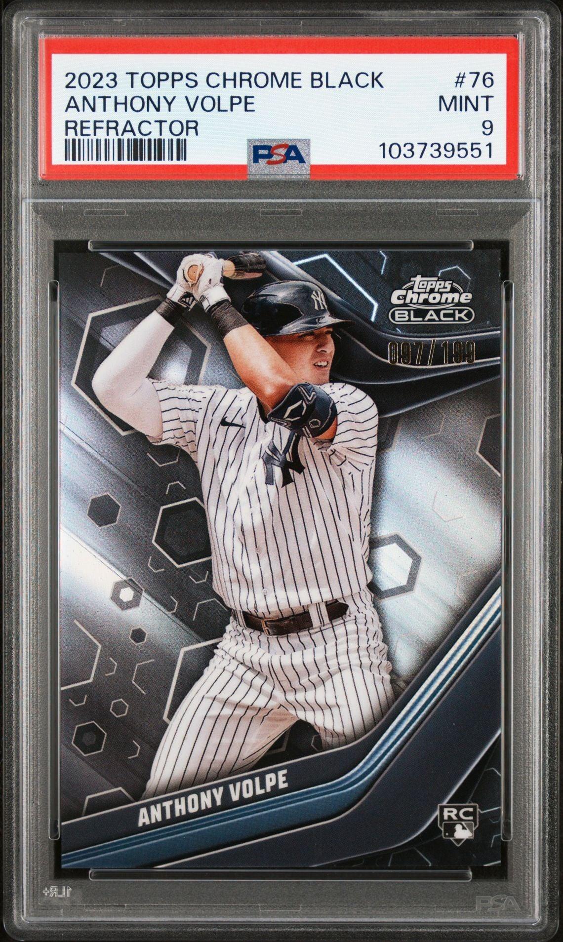 2023 Topps Chrome Black Refractor #76 Anthony Volpe Rookie PSA 9 - LoCo Collectables