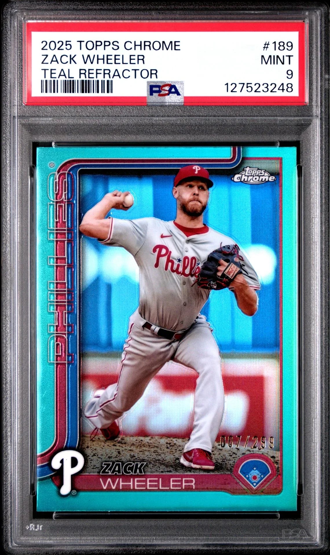 2025 Topps Chrome #189 Zack Wheeler Teal Refractor PSA 9 – LoCo