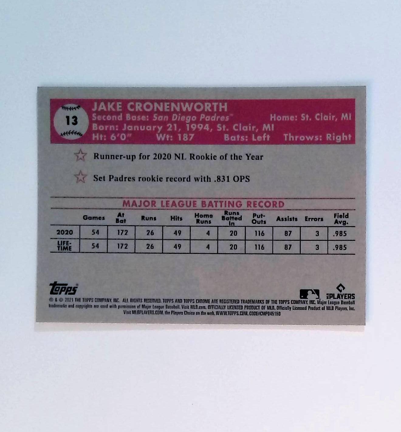 2021 Topps Chrome Platinum Anniversary #13 Jake Cronenworth Rookie - LoCo Collectables