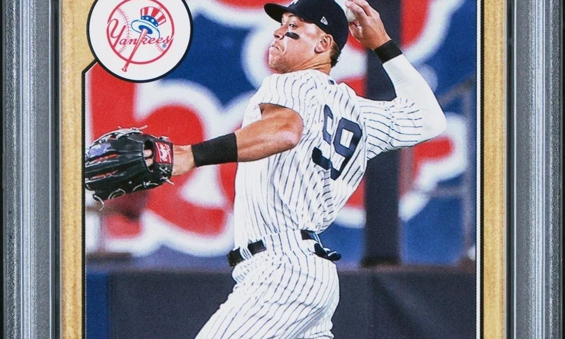 2022 Topps Update 1987 Aaron Judge graded baseball card in PSA case, Yankees uniform