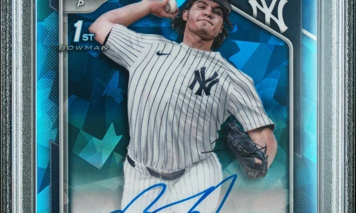 2024 Bowman Draft Sapphire Ben Hess autographed PSA 10 card, New York Yankees, numbered 106/199
