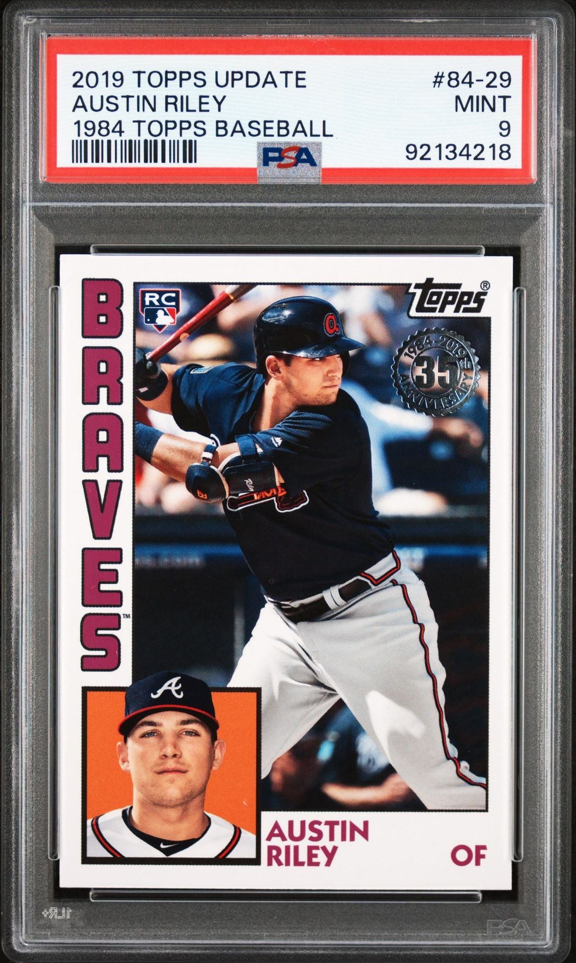 Austin Riley 2019 Topps Update 1984 Topps #84-29 (Rookie Card) PSA 9 MINT - LoCo Collectables