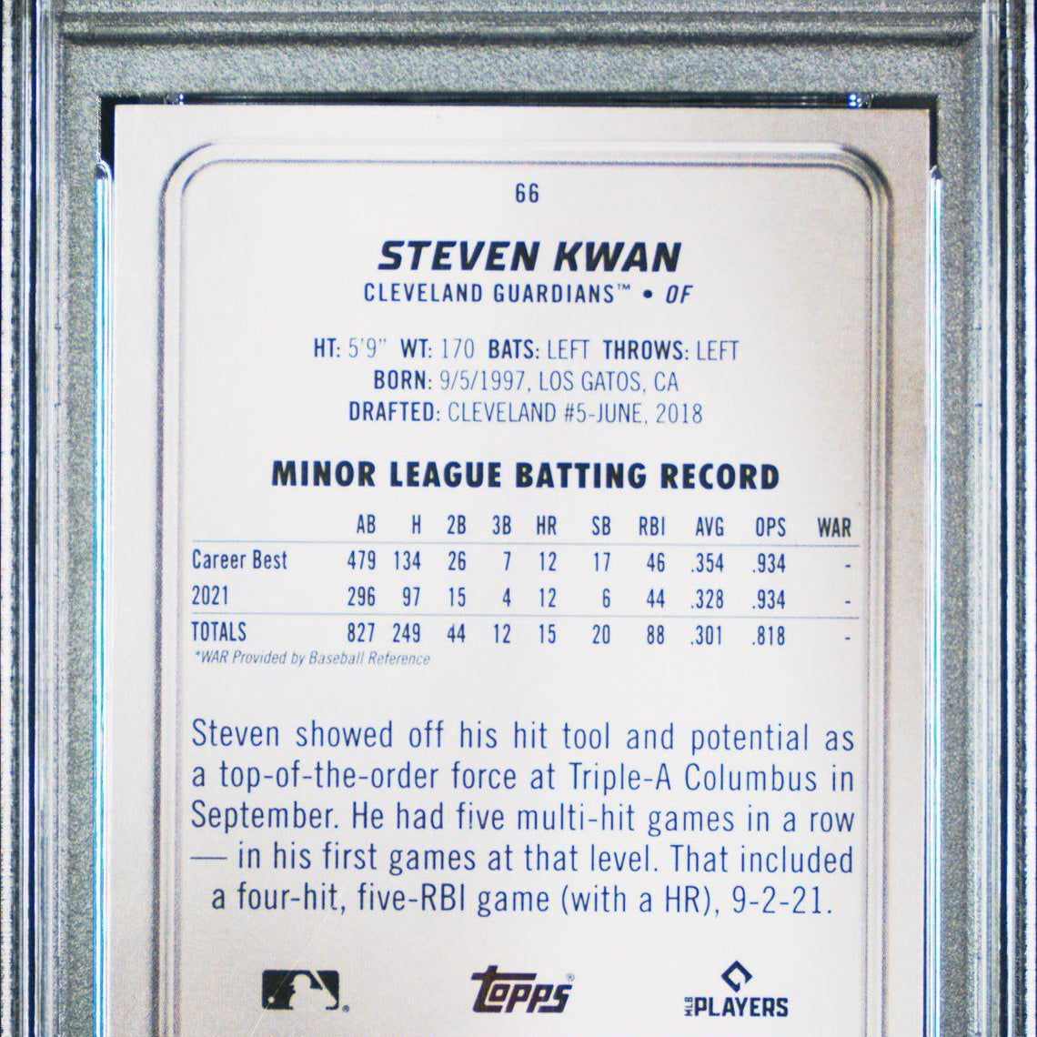 2022 Bowman Platinum #66 Steven Kwan Rookie PSA 9 - LoCo Collectables