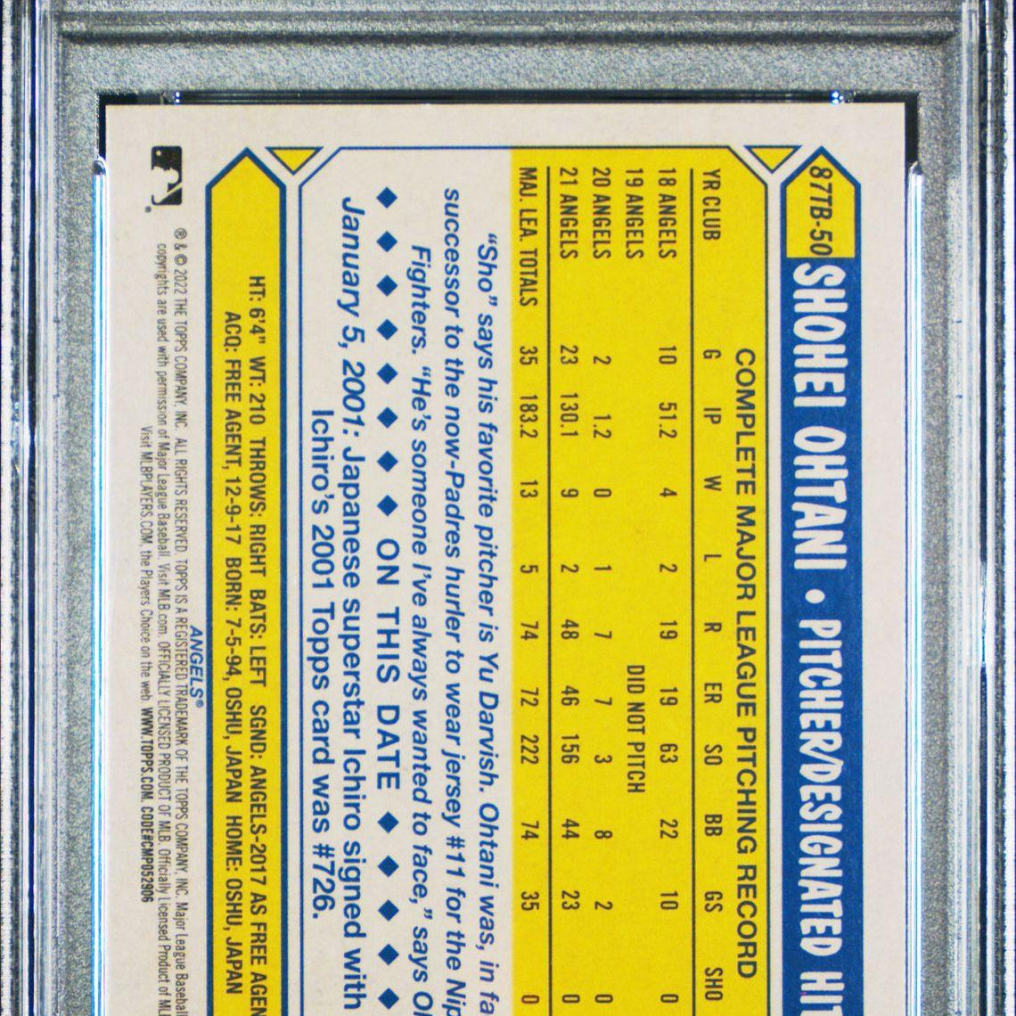 2022 Topps 1987 Topps Baseball #87TB-50 Shohei Ohtani PSA 9 - LoCo Collectables
