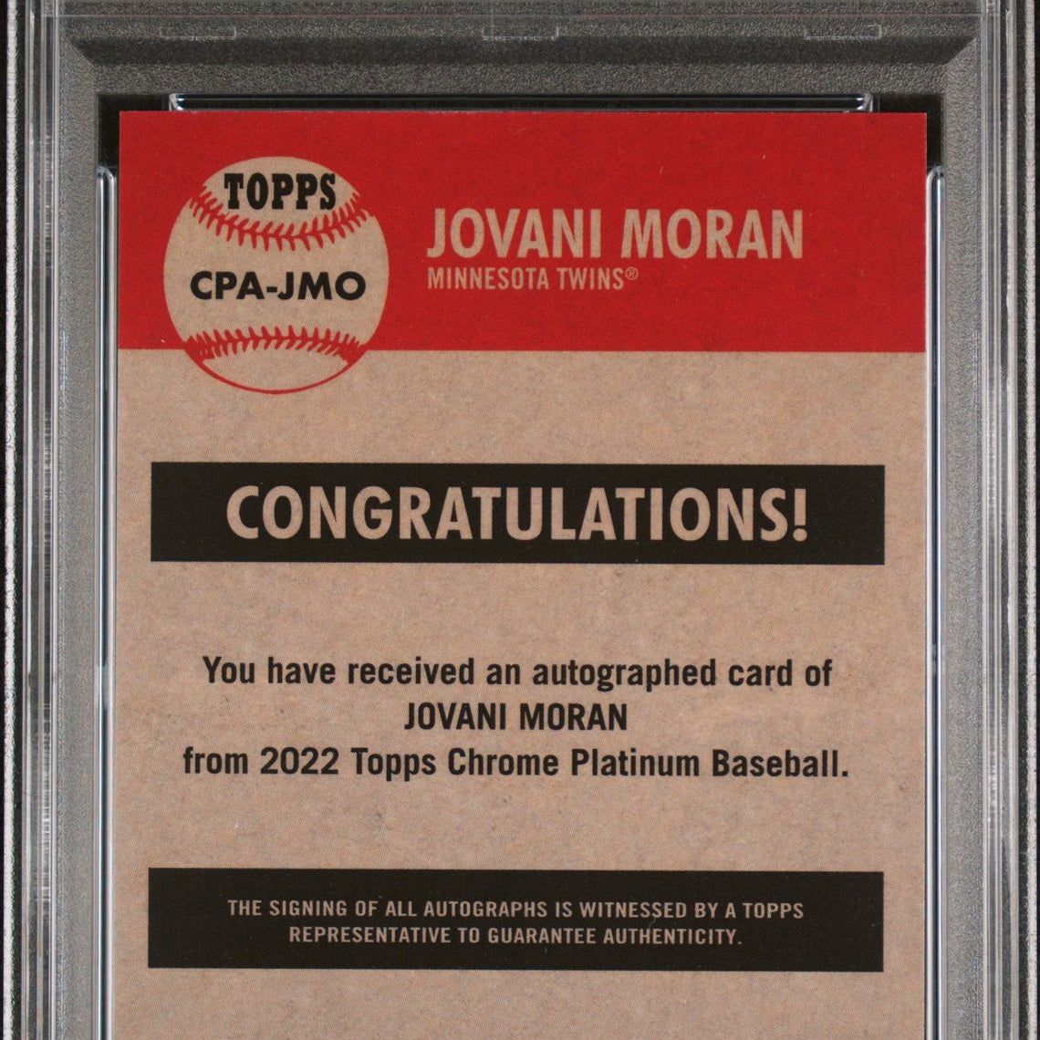 Jovani Moran 2022 Topps Chrome Platinum Anniversary Autograph #CPA-JMO (Rookie Card) PSA 10 GEM MINT - LoCo Collectables