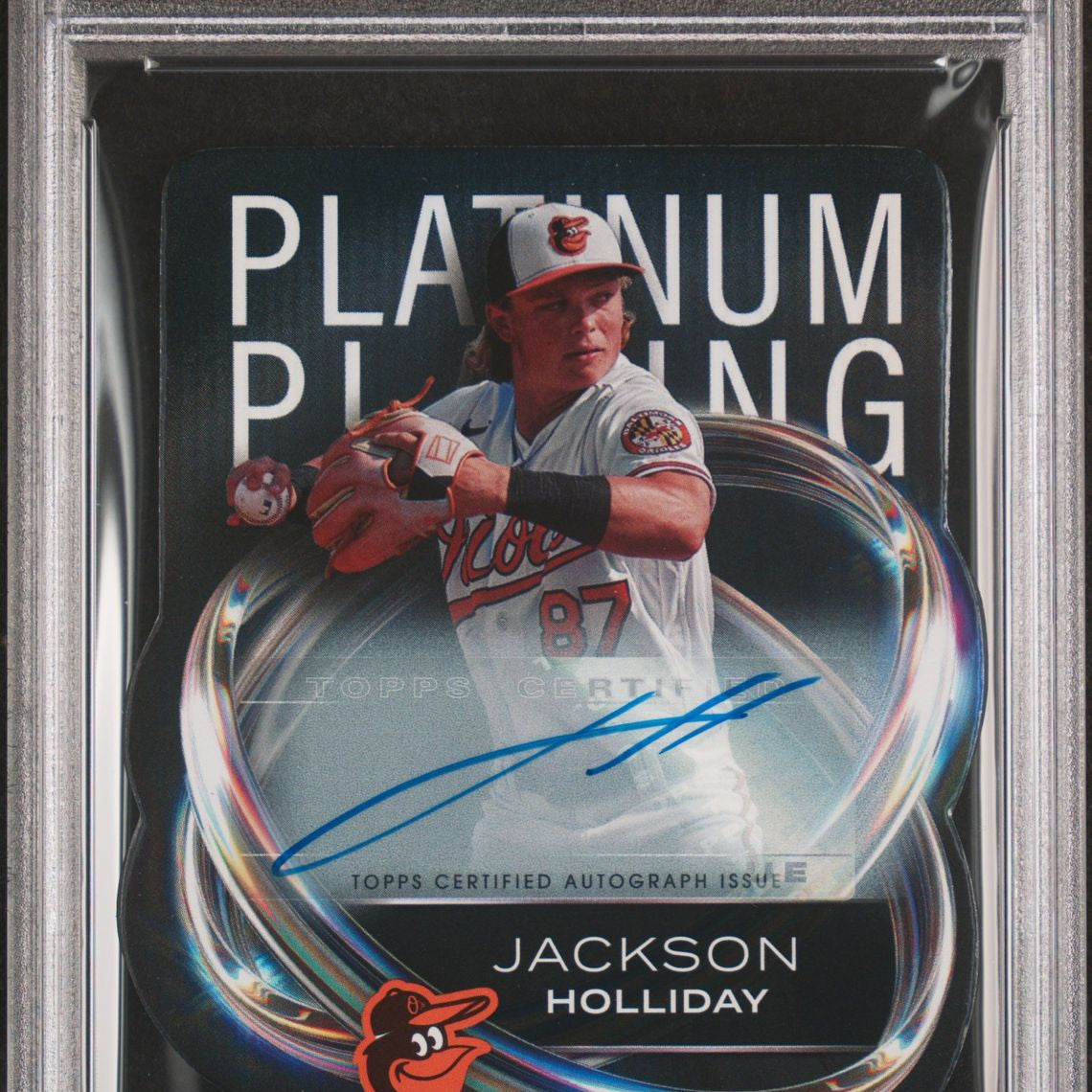 Jackson Holliday 2023 Bowman Platinum Platinum Plating Die-Cut Autographs #PPD-8 88/99 PSA 9 MINT - LoCo Collectables