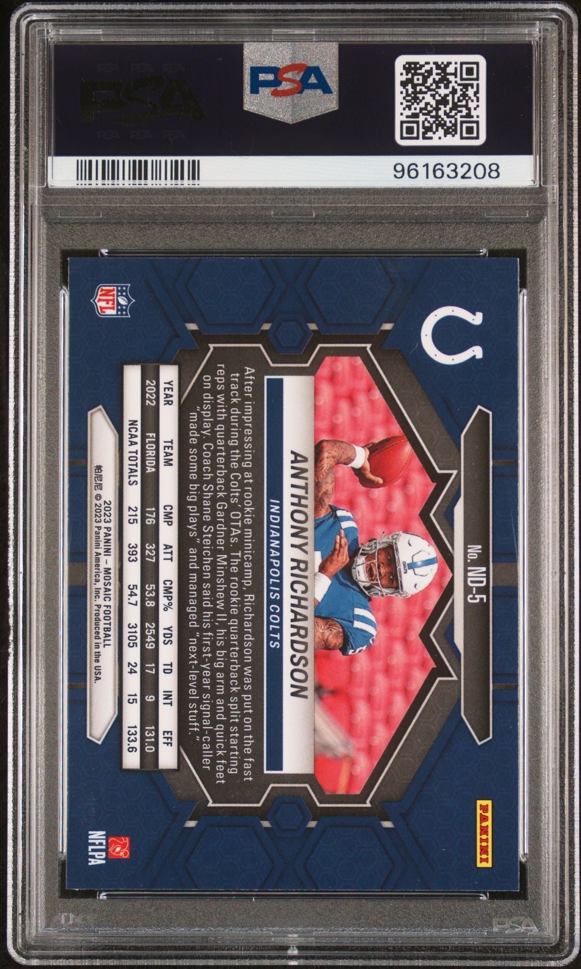 2023 Panini Mosaic NFL Debut #ND-5 Anthony Richardson Rookie PSA 10 GEM MINT - LoCo Collectables