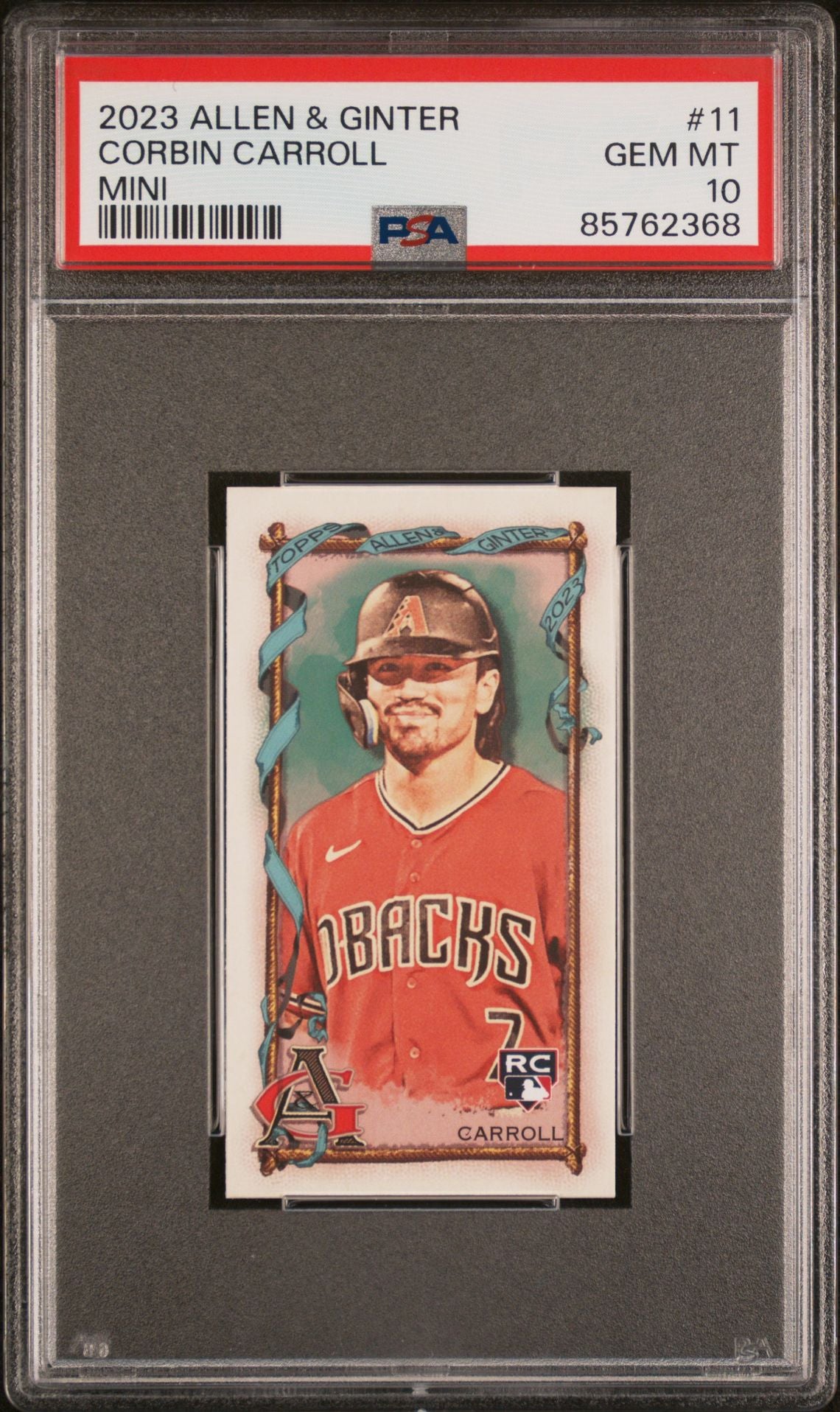 Corbin Carroll 2023 Topps Allen and Ginter Mini #11 (Rookie Card), PSA 10 GEM MINT - LoCo Collectables