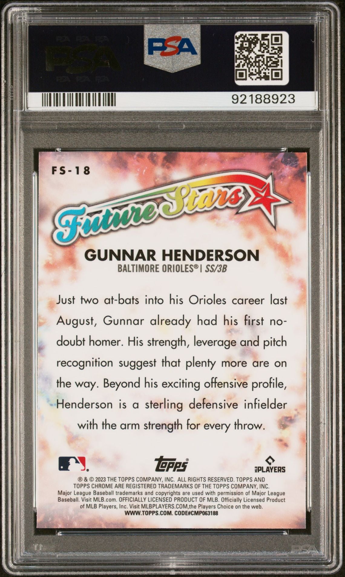 Gunnar Henderson 2023 Topps Chrome Future Stars #FS-18 (Rookie Card) PSA 10 GEM MINT - LoCo Collectables