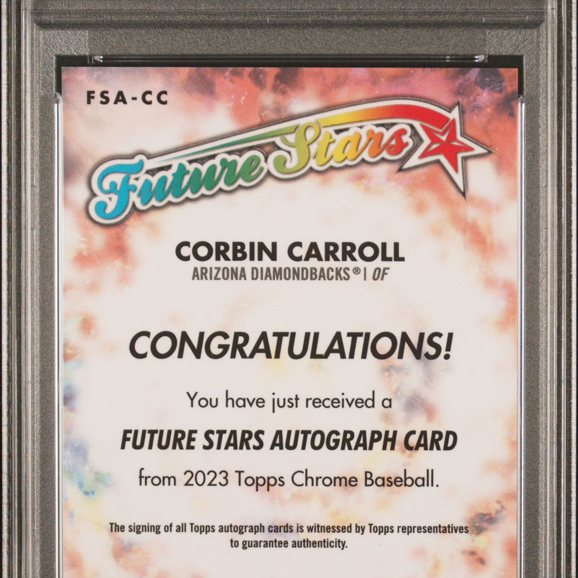 Corbin Carroll 2023 Topps Chrome Logofractor Future Stars Autographs #FSA-CC (Rookie Card) 39/99 PSA 9 MINT - LoCo Collectables