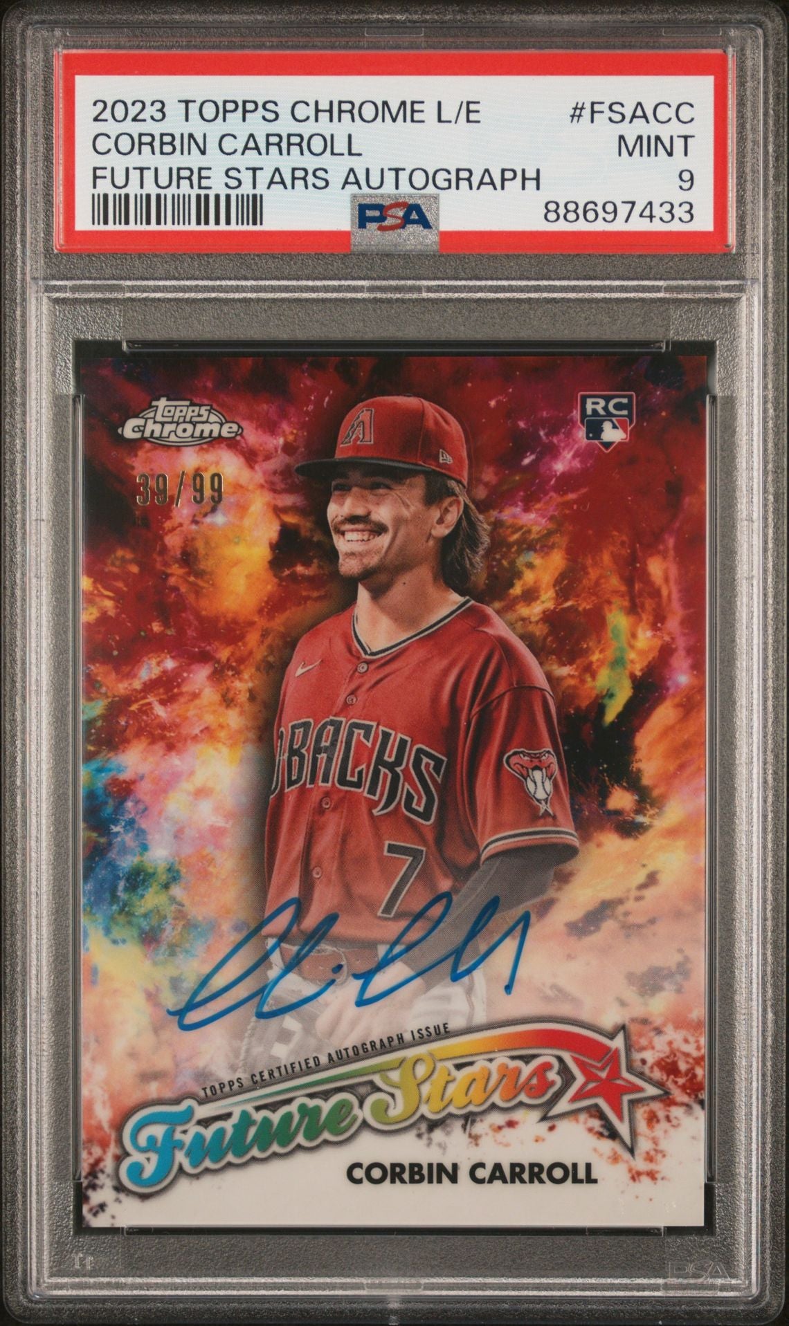 Corbin Carroll 2023 Topps Chrome Logofractor Future Stars Autographs #FSA-CC (Rookie Card) 39/99 PSA 9 MINT - LoCo Collectables