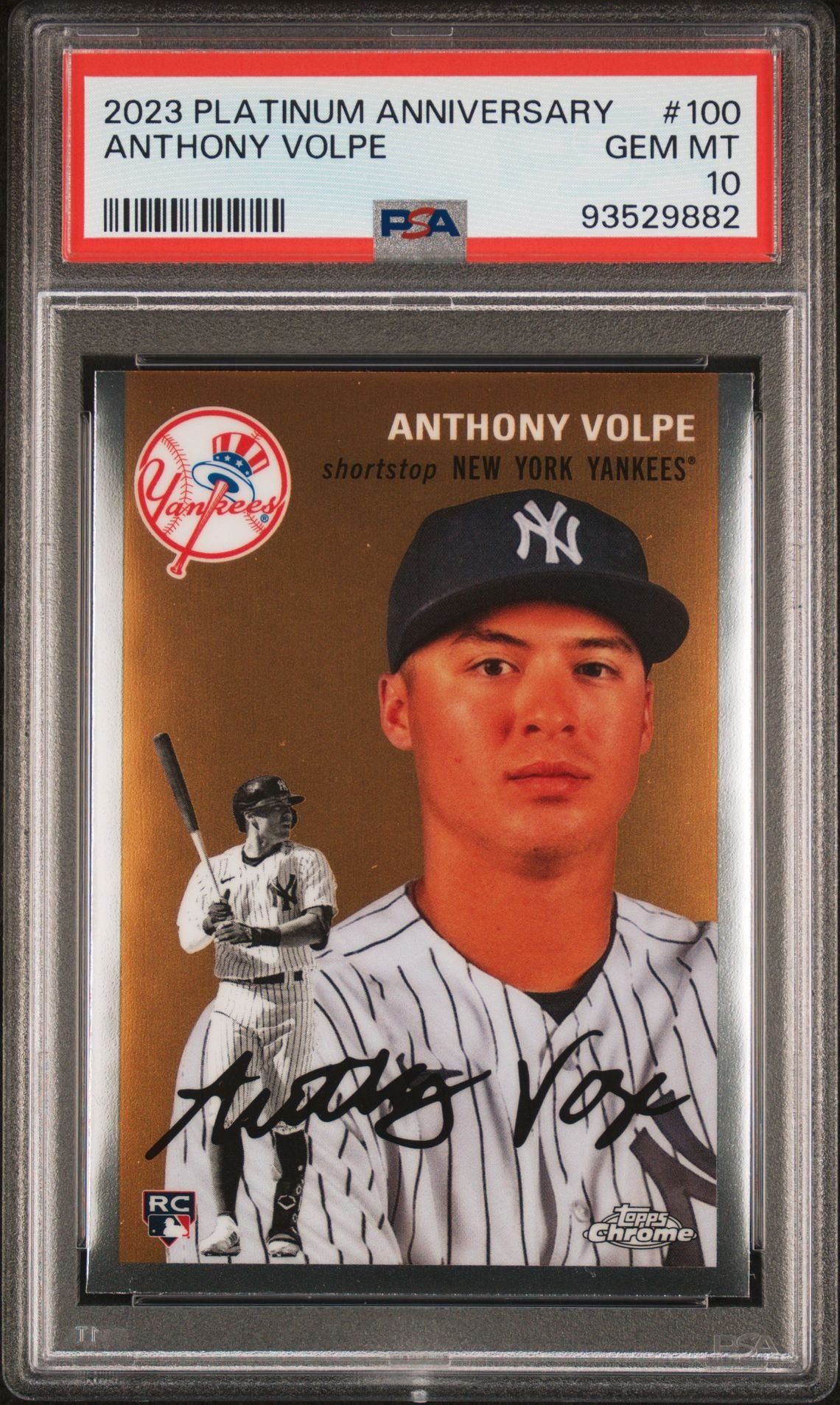 Anthony Volpe 2023 Topps Chrome Platinum Anniversary #100 (Rookie Card) PSA 10 GEM MINT - LoCo Collectables