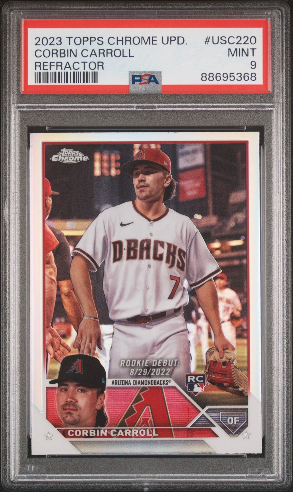 Corbin Carroll 2023 Topps Chrome Update Refractor #USC220 (Rookie Card) PSA 9 MINT - LoCo Collectables