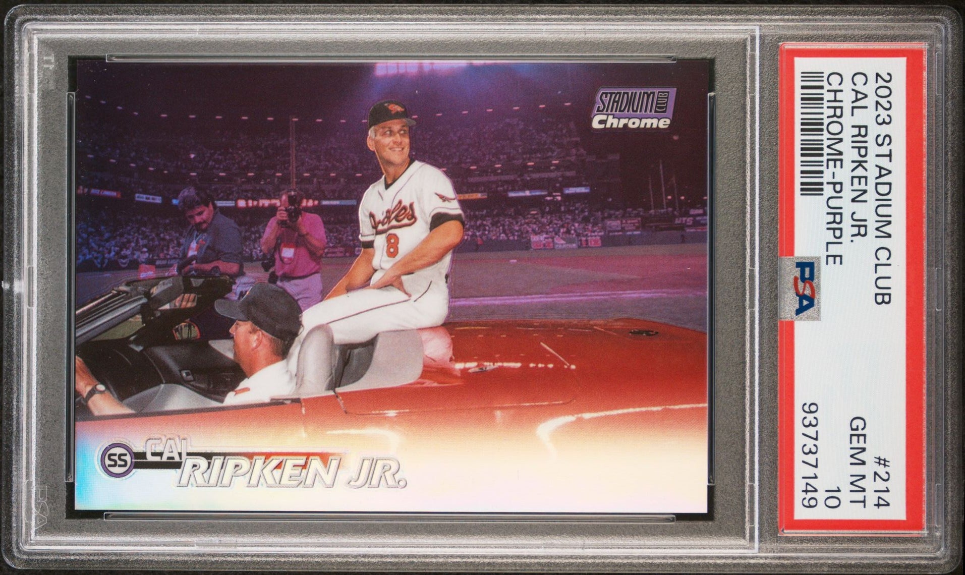 Cal Ripken Jr 2023 Stadium Club Chrome Insert Purple Refractor #214 64/75 PSA 10 GEM MINT - LoCo Collectables