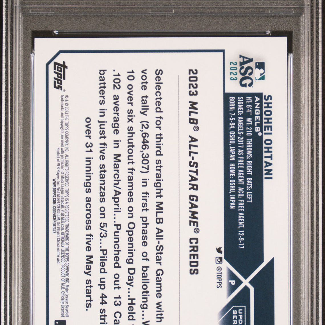 2023 Topps Update All-Star Game Blue #ASG-31 Shohei Ohtani PSA 10 GEM MINT - LoCo Collectables