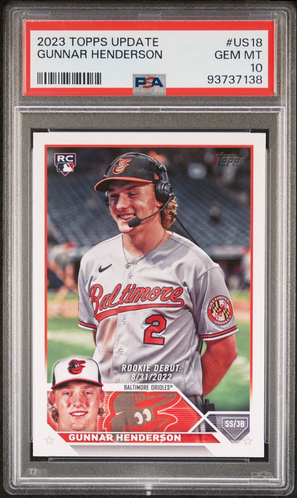 Gunnar Henderson 2023 Topps Update #US18 (Rookie Card) PSA 10 GEM MINT - LoCo Collectables