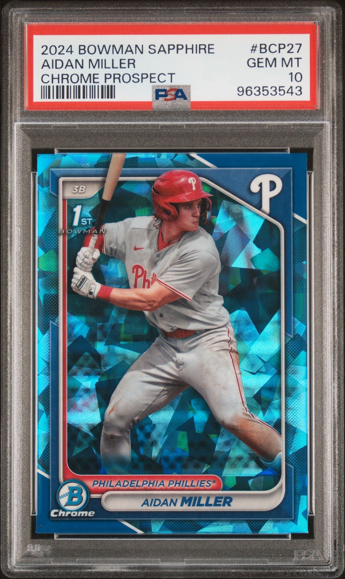 2024 Bowman Chrome Sapphire Prospects #BCP-27 Aidan Miller 1st Bowman PSA 10 GEM MINT - LoCo Collectables