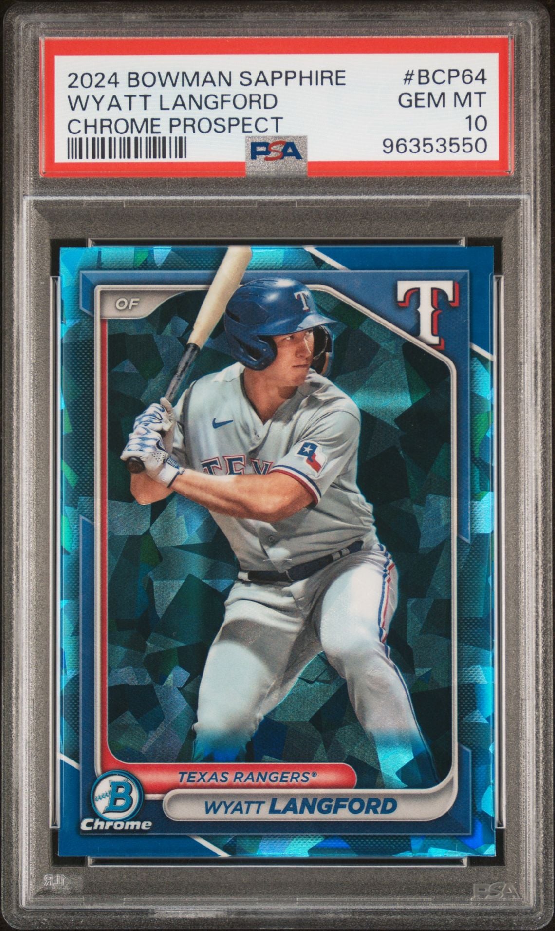 2024 Bowman Chrome Sapphire Prospects #BCP-64 Wyatt Langford PSA 10 GEM MINT - LoCo Collectables