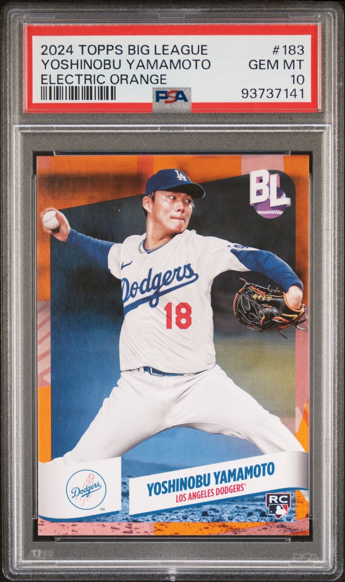 Yoshinobu Yamamoto 2024 Topps Big League Electric Orange Foil #183 (Rookie Card) PSA 10 GEM MINT - LoCo Collectables