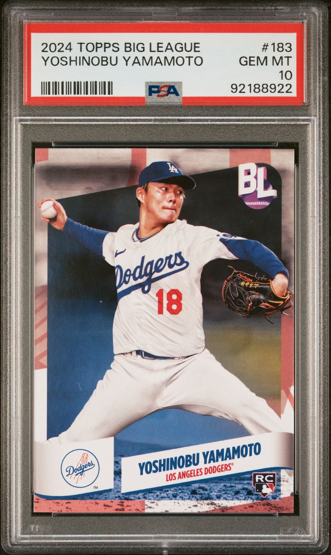 Yoshinobu Yamamoto 2024 Topps Big League #183 (Rookie Card) PSA 10 GEM MINT - LoCo Collectables