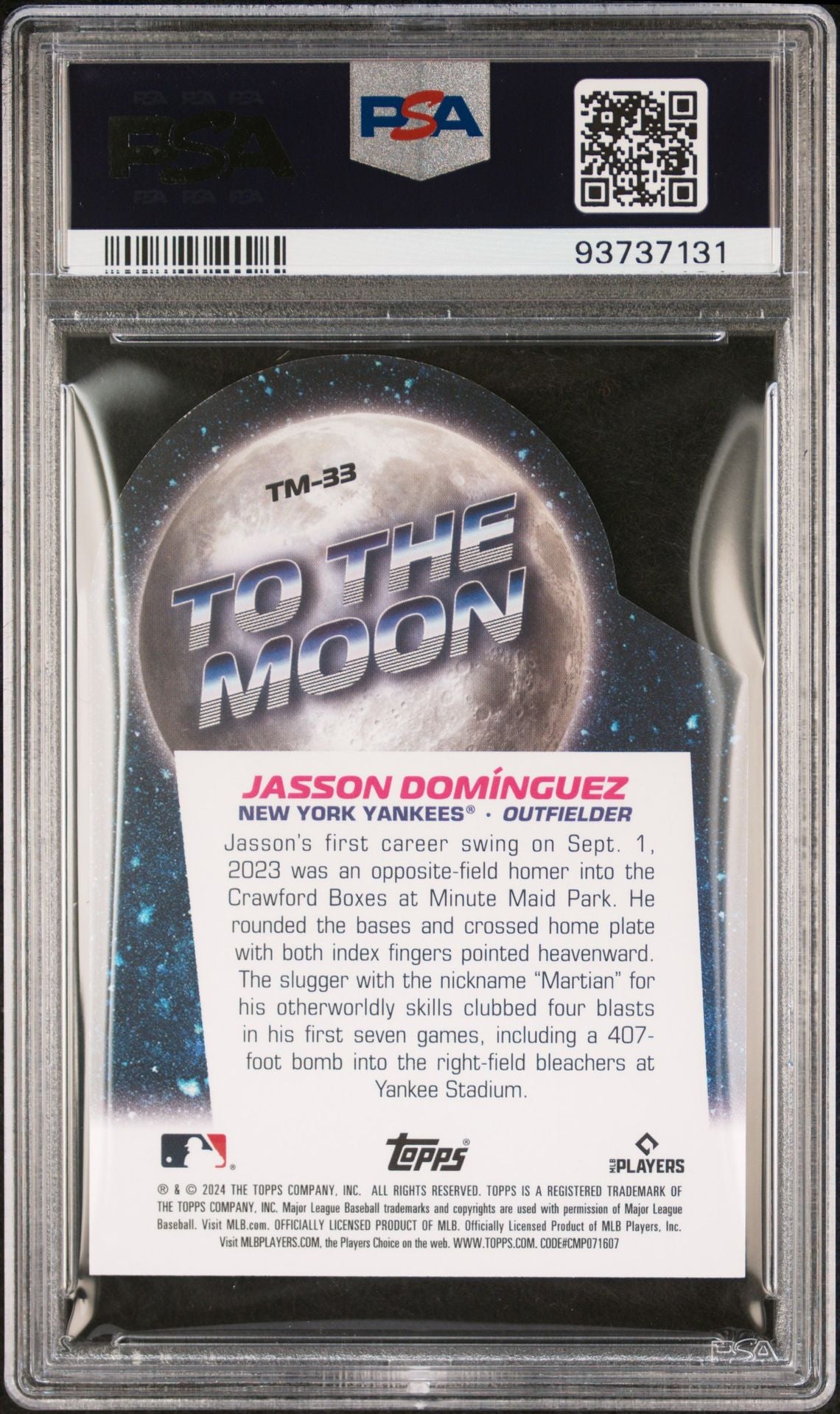 Jasson Dominguez 2024 Topps Big League To the Moon #TM-33 (Rookie Card) PSA 10 GEM MINT - LoCo Collectables