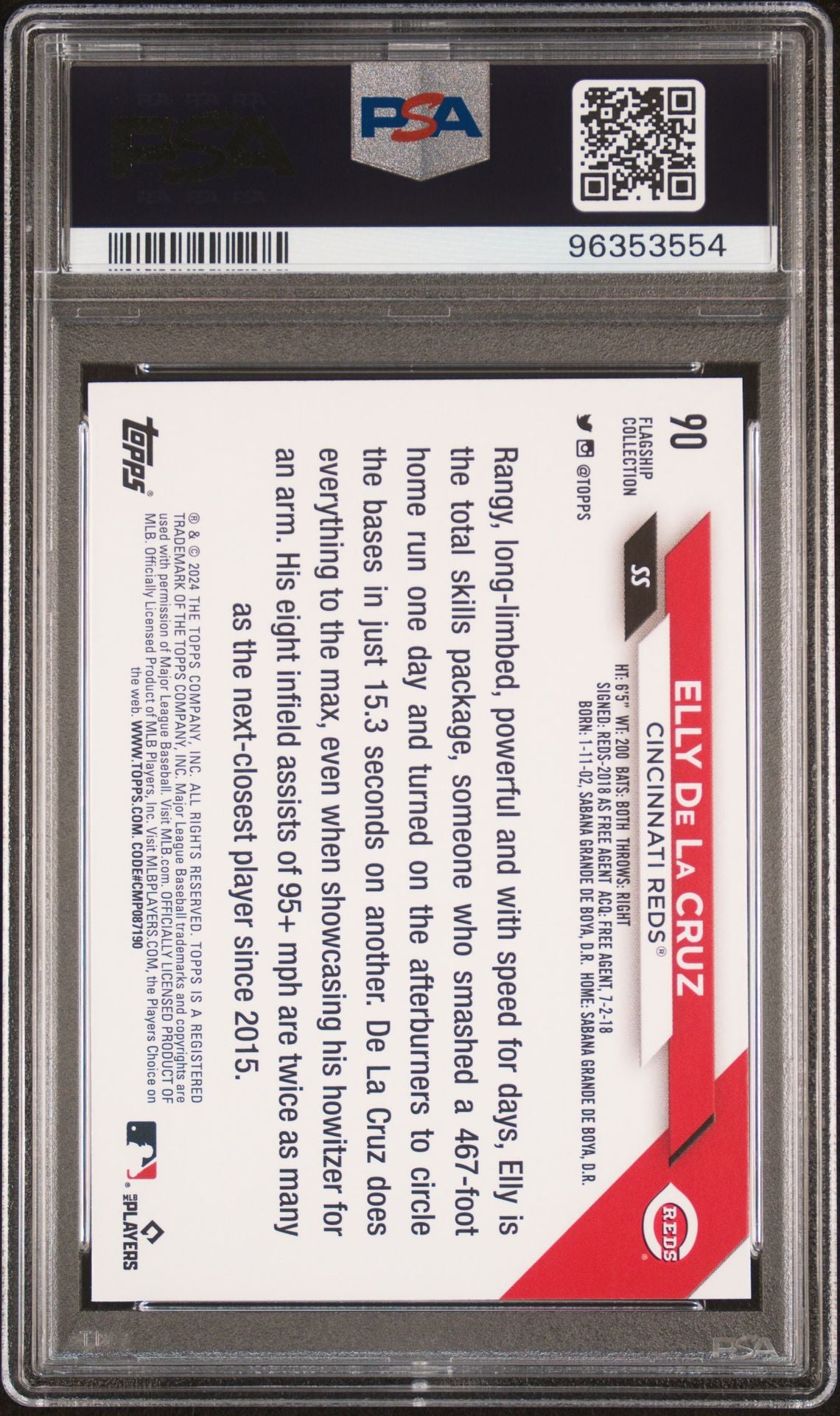 2024 Topps Flagship Collection #90 Elly De La Cruz Rookie PSA 10 GEM MINT - LoCo Collectables