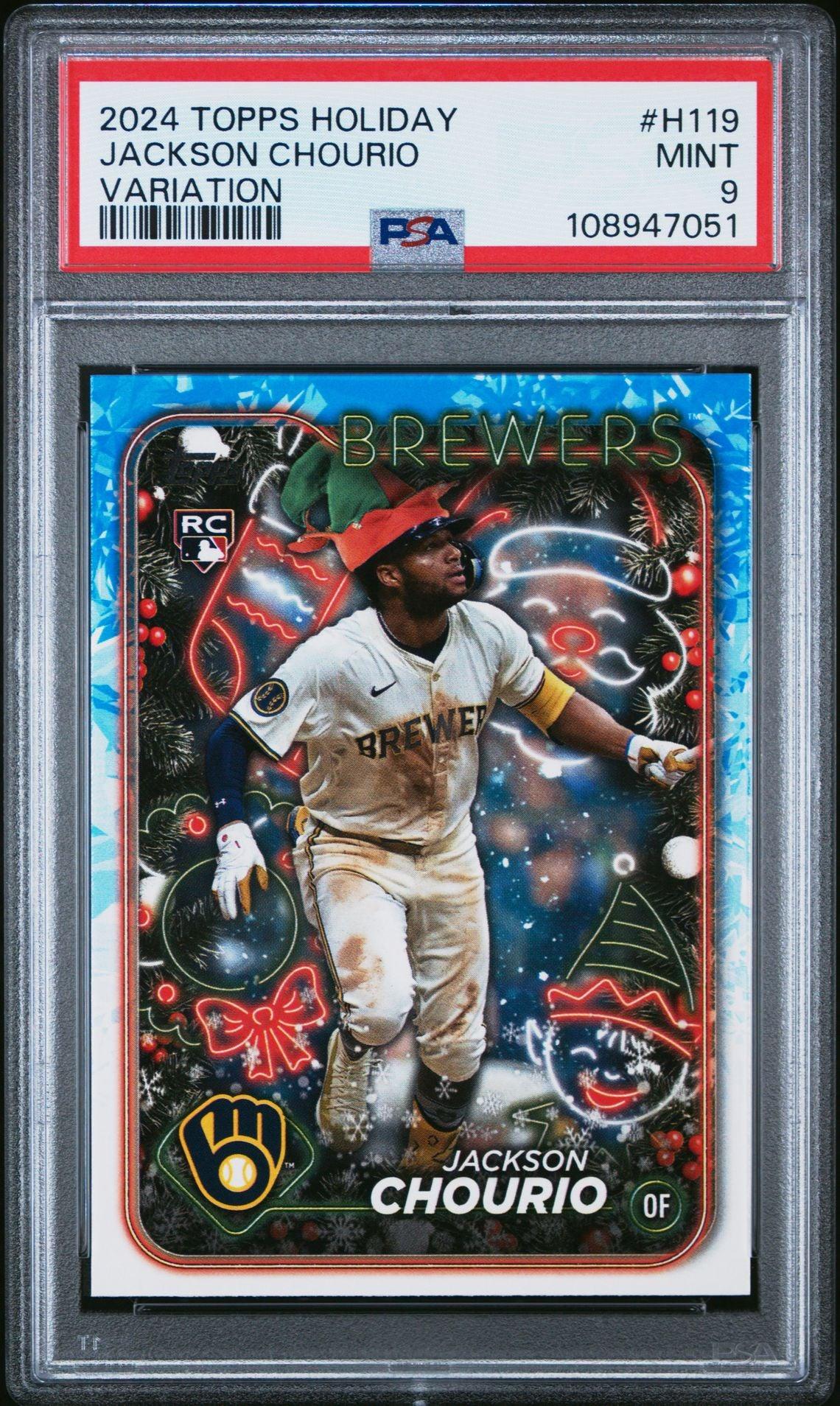 2024 Topps Holiday SP Variation #H119 Jackson Chourio Rookie PSA 9 - LoCo Collectables