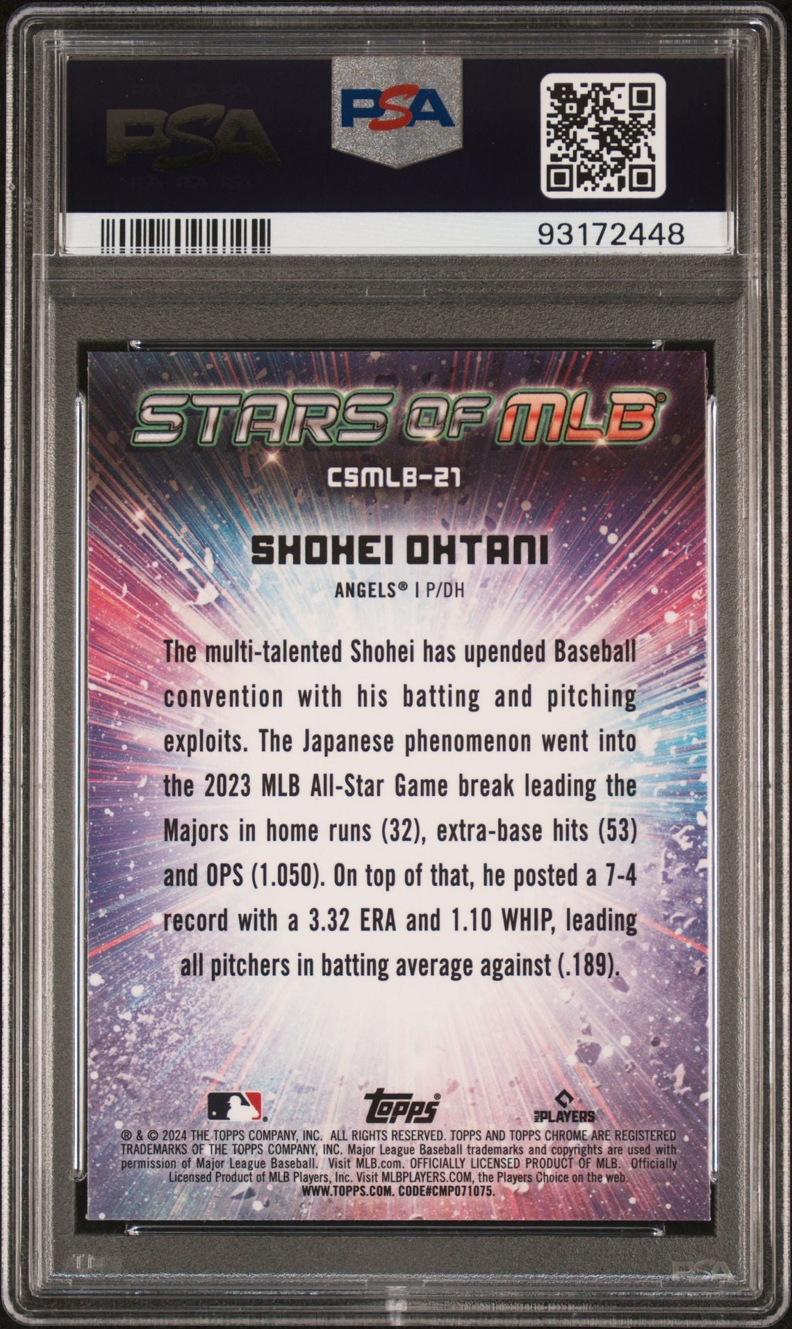 Shohei Ohtani 2024 Topps Stars of MLB Chrome #CSMLB-21 PSA 10 GEM MINT - LoCo Collectables