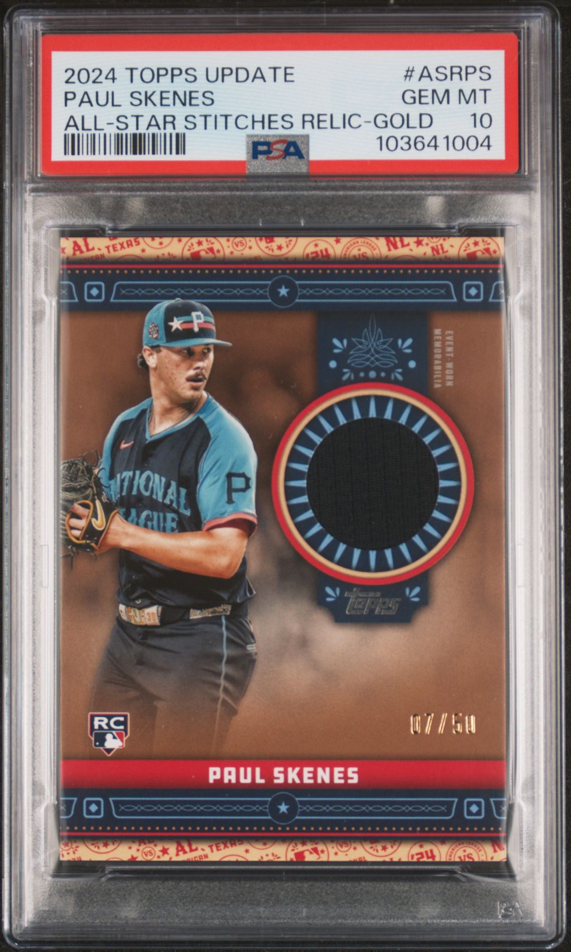 2024 Topps Update All-Star Stitches Relic Gold #ASR-PS Paul Skenes Rookie PSA 10 (POP 1) - LoCo Collectables