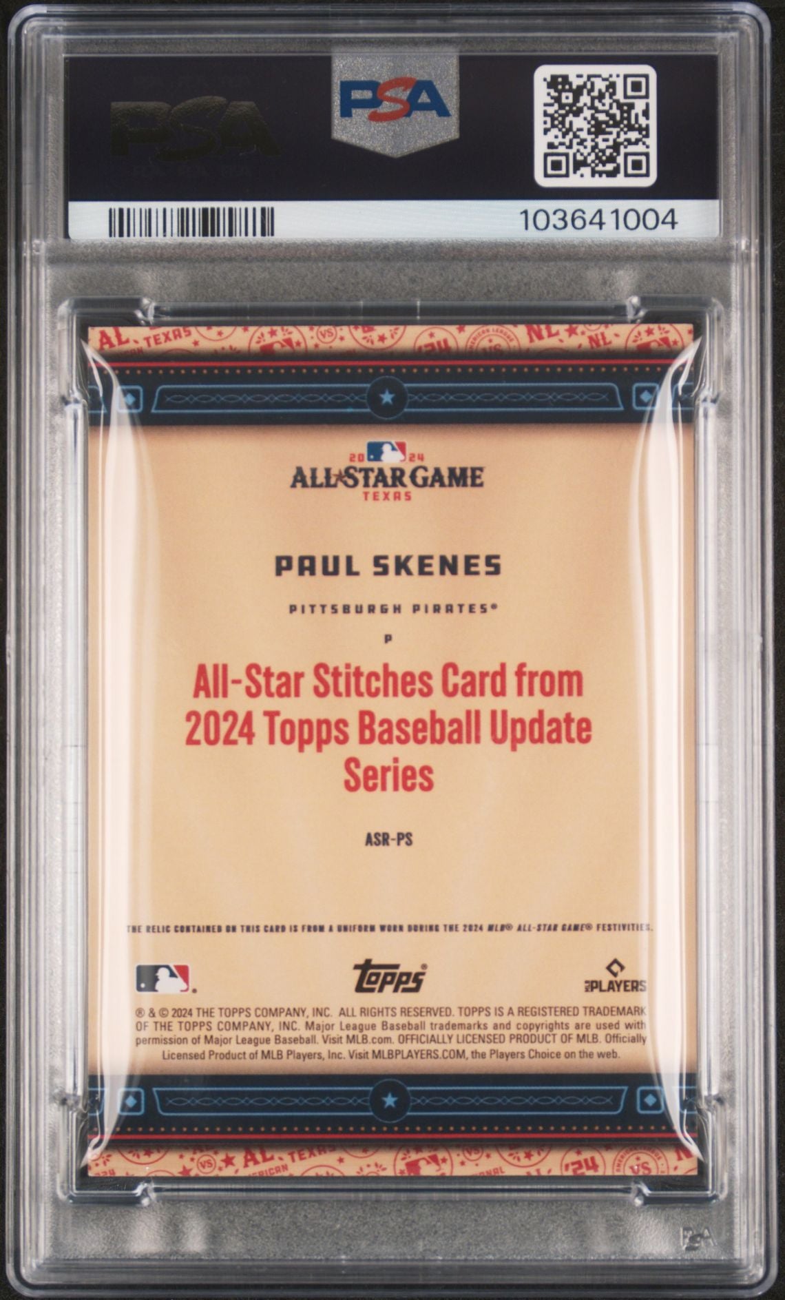 2024 Topps Update All-Star Stitches Relic Gold #ASR-PS Paul Skenes Rookie PSA 10 (POP 1) - LoCo Collectables