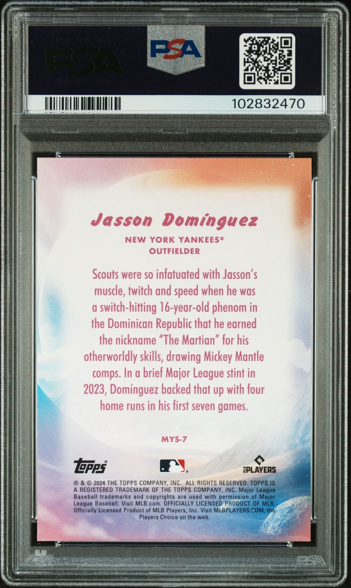 2024 Topps Update Mystical #MYS-7 Jasson Dominguez Rookie PSA 10 - LoCo Collectables