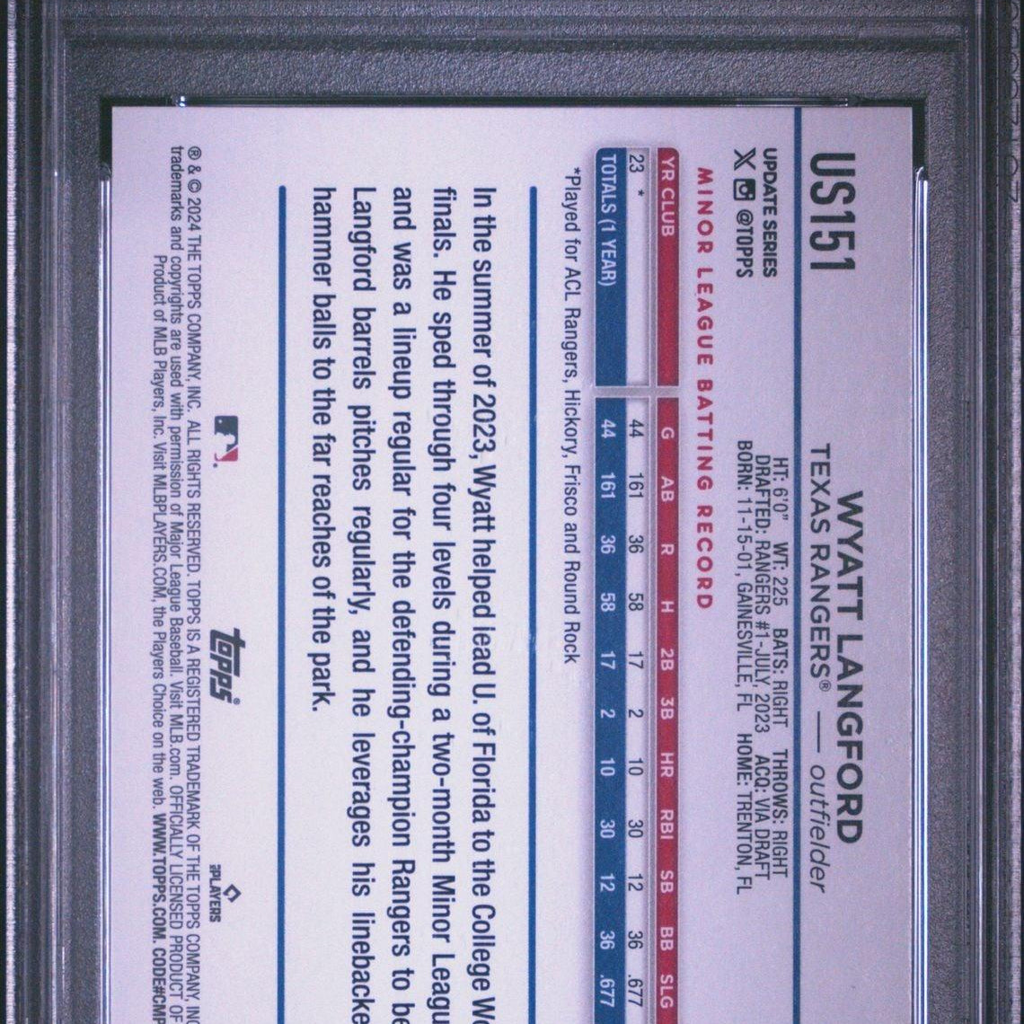 2024 Topps Update #US151 Wyatt Langford Rookie PSA 9 - LoCo Collectables
