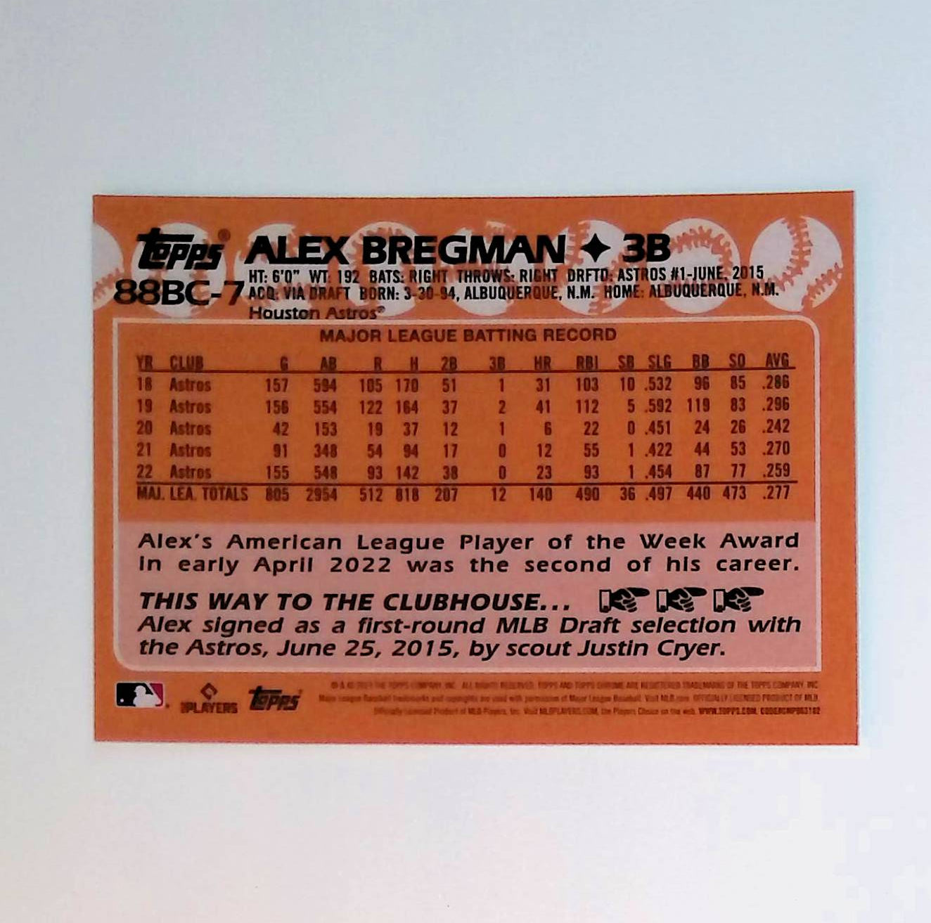 Alex Bregman 2023 Topps Chrome '88 Topps #88BC-7 - LoCo Collectables