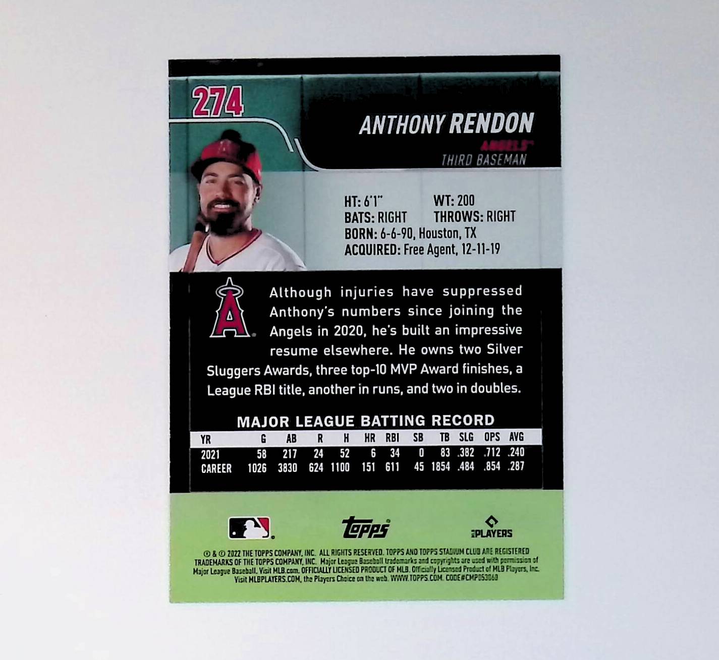 Anthony Rendon 2022 Stadium Club Red Foil #274 - LoCo Collectables