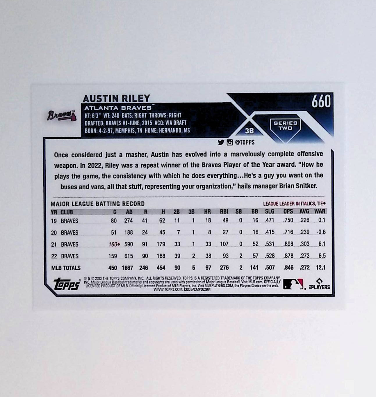 Austin Riley 2023 Topps #660 - LoCo Collectables