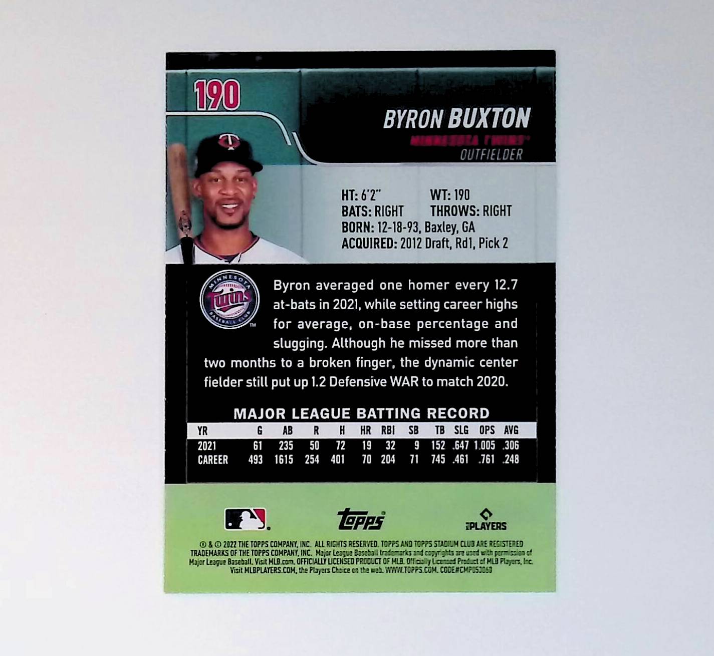 Byron Buxton 2022 Stadium Club Red Foil #190 - LoCo Collectables