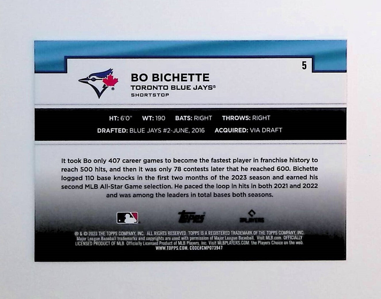 Bo Bichette 2023 Topps Flagship Collection #5 - LoCo Collectables