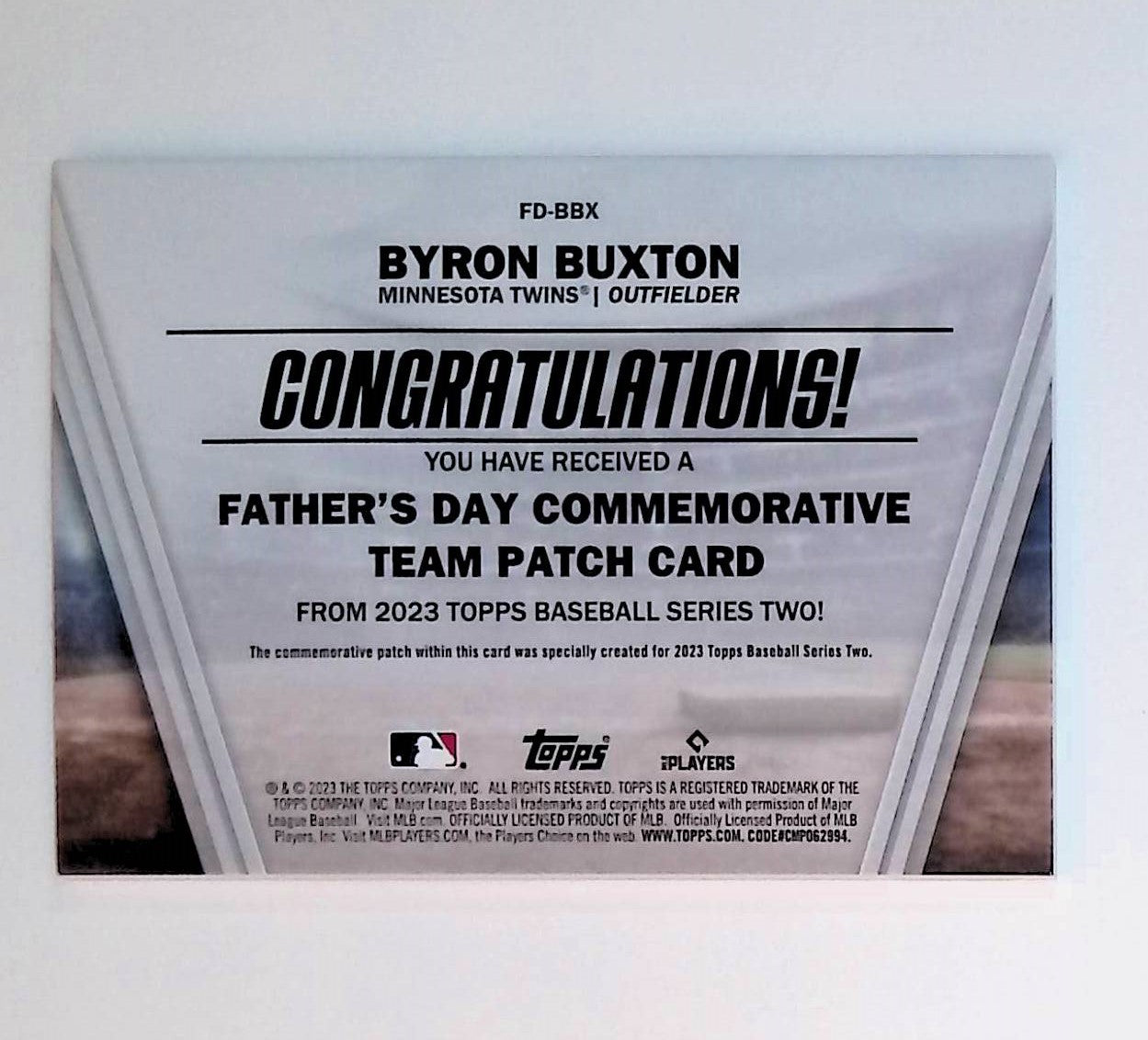 Byron Buxton 2023 Topps Father's Day Commemorative Team Patches #FD-BBX - LoCo Collectables