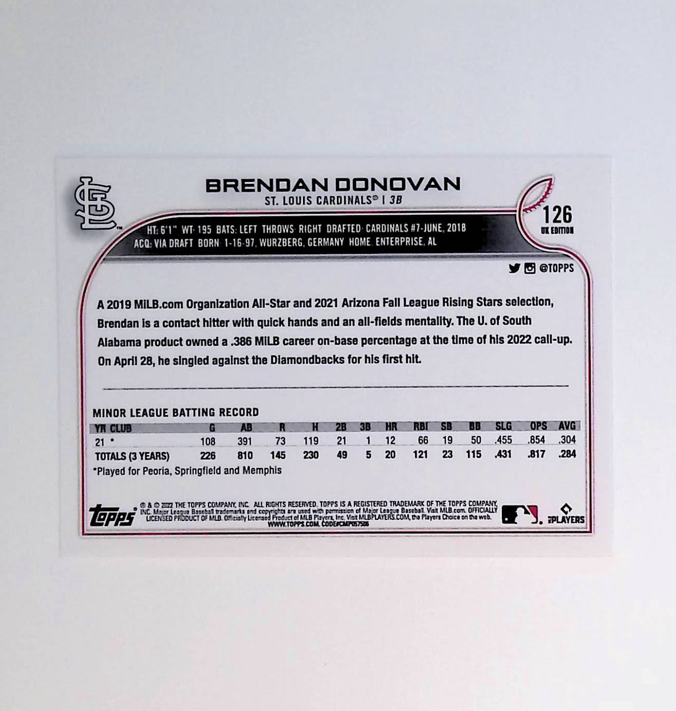 Brendan Donovan 2022 Topps UK #126 (Rookie Card) - LoCo Collectables