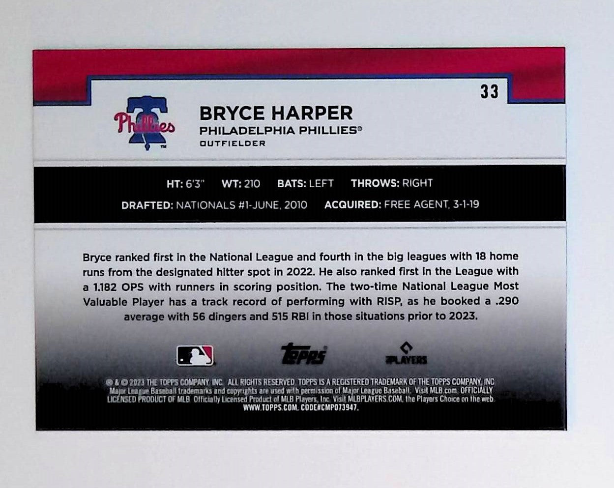 Bryce Harper 2023 Topps Flagship Collection #33 - LoCo Collectables