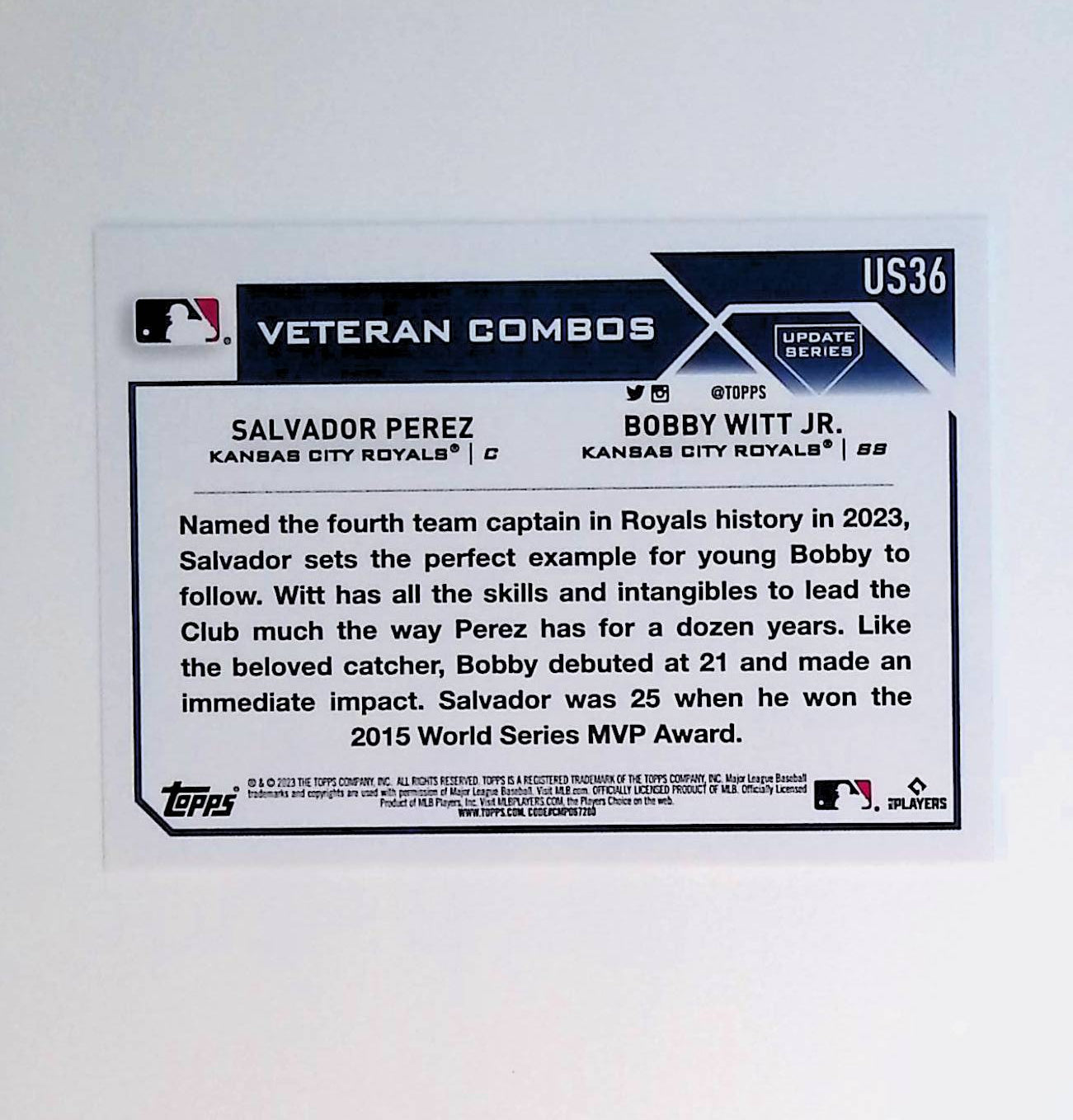 Bobby Witt Jr, Salvador Perez "Royalty" 2023 Topps Update #US36 - LoCo Collectables