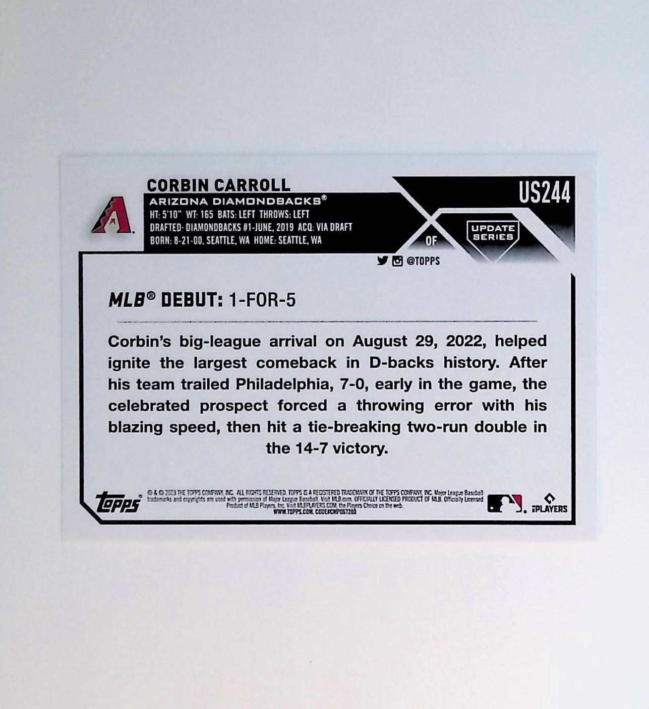 Corbin Carroll 2023 Topps Update #US244 (Rookie Card) - LoCo Collectables