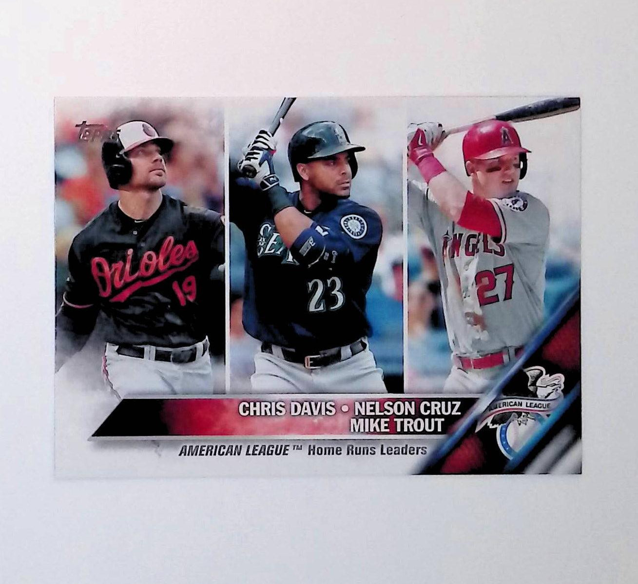 Chris Davis, Nelson Cruz, Mike Trout "2015 AL Home Run Leaders" 2016 Topps #26 - LoCo Collectables