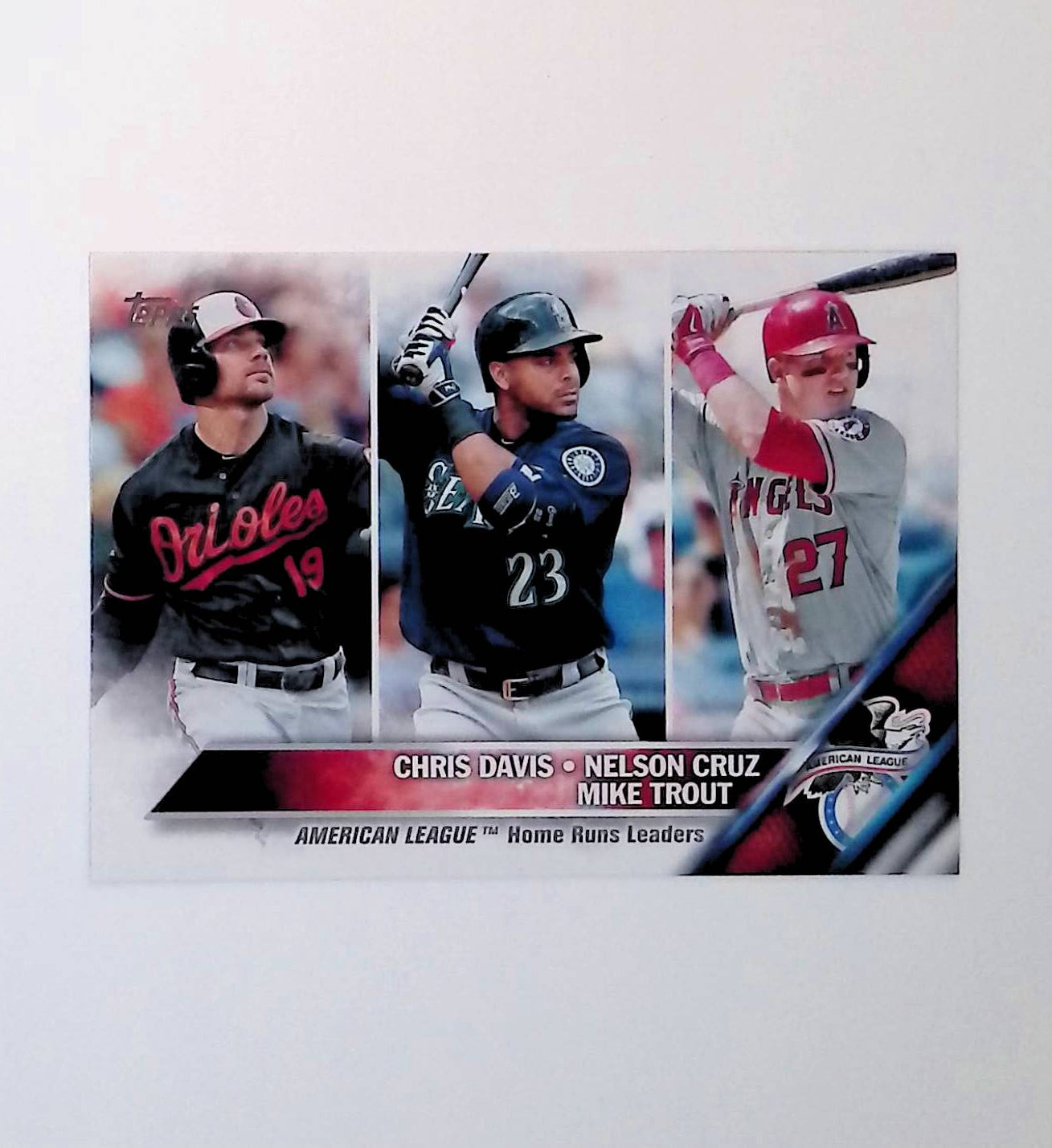 Chris Davis, Nelson Cruz, Mike Trout "2015 AL Home Run Leaders" 2016 Topps #26 - LoCo Collectables