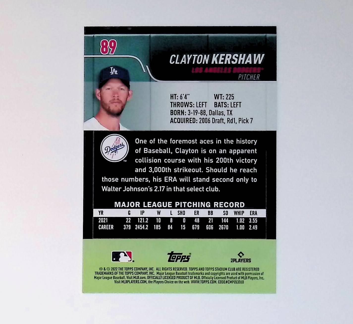 Clayton Kershaw 2022 Stadium Club #89 - LoCo Collectables