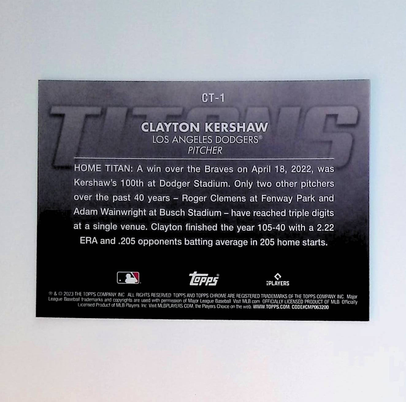 Clayton Kershaw 2023 Topps Chrome Titans #CT-1 - LoCo Collectables