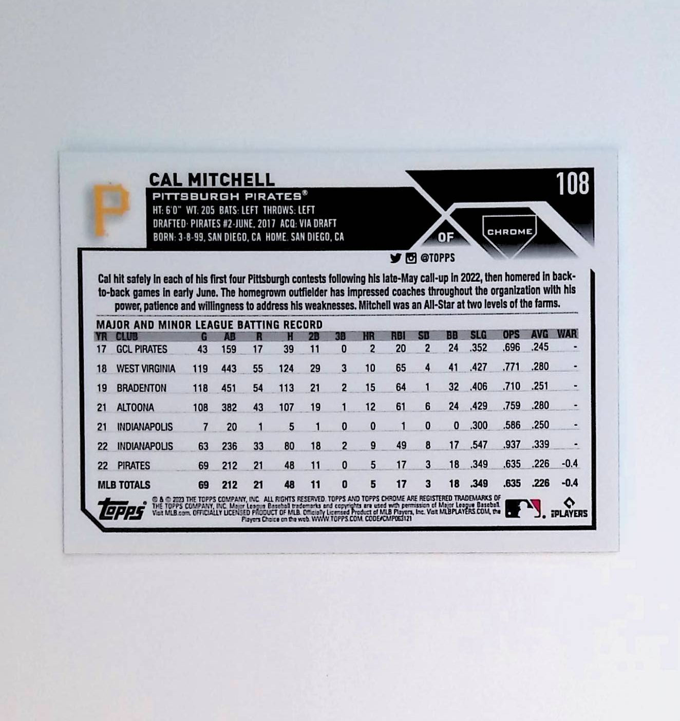 Cal Mitchell 2023 Topps Chrome X-Fractors #108 (Rookie Card) - LoCo Collectables